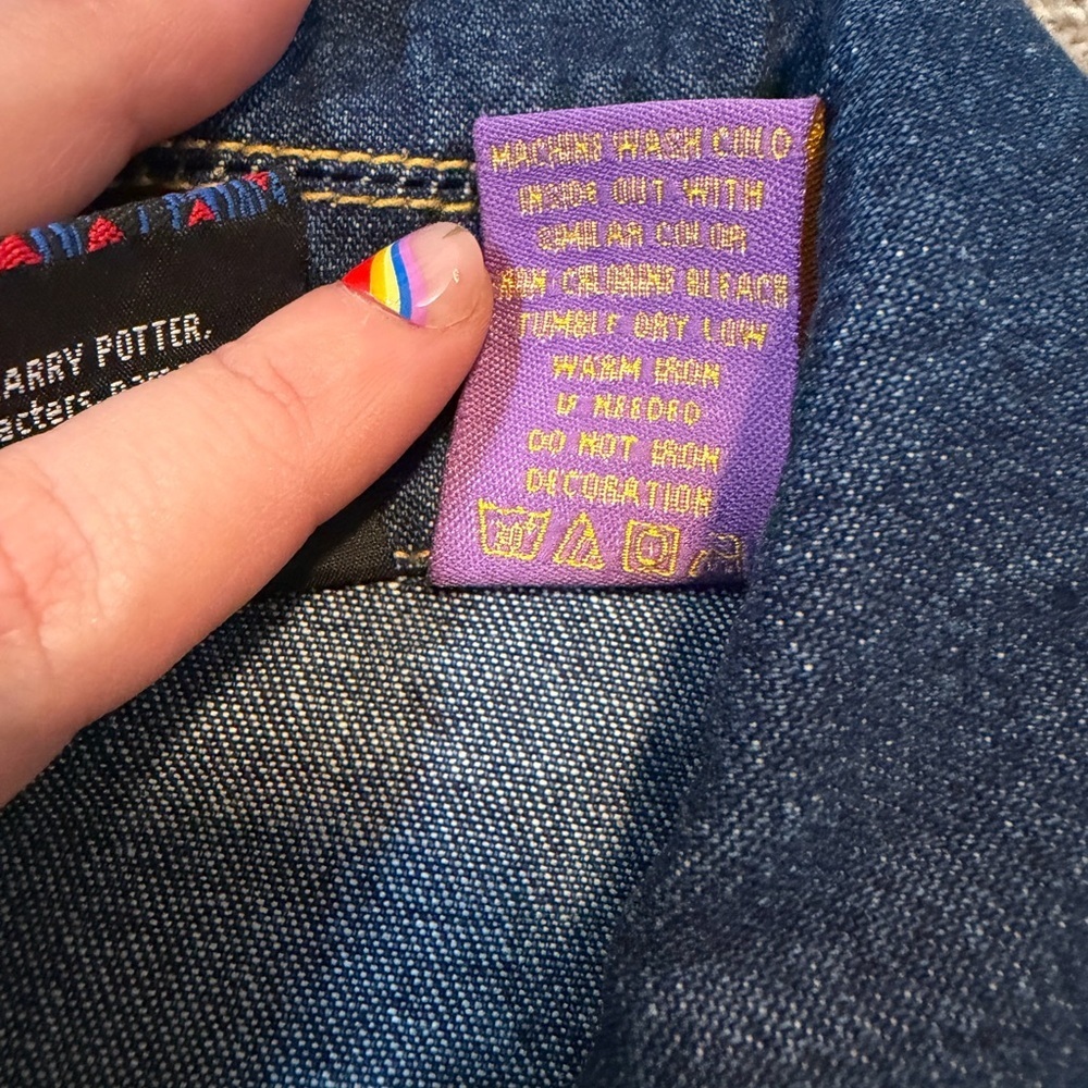 Vintage Harry Potter Denim Jacket Youth M (10โ12) | Y2K Rhinestone Golden Snitch - Picture 7 of 10
